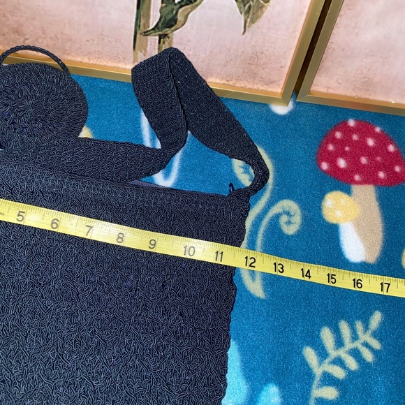 Vintage Nylon Knit Navy Blue Purse with attached change purse - Picture 8 of 13